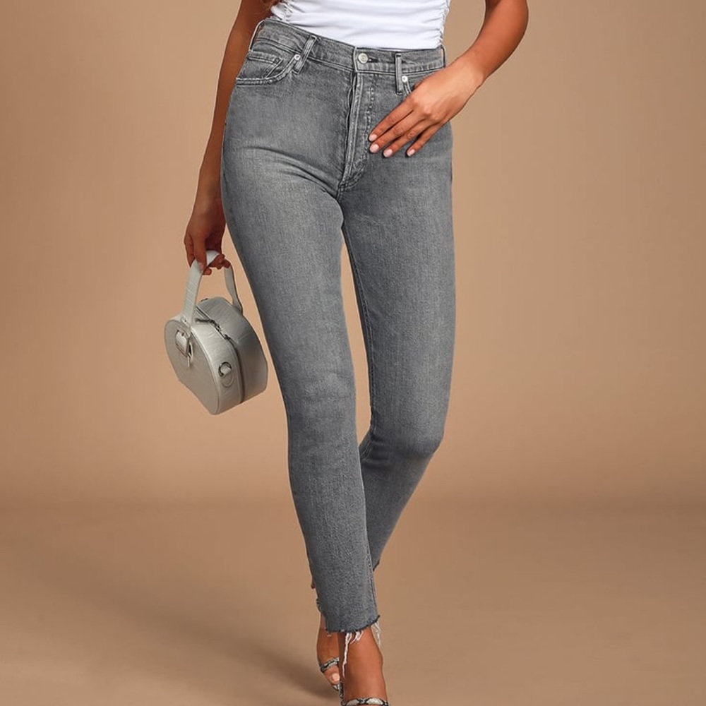 AGOLDE nico high rise grey slim leg cropped jeans